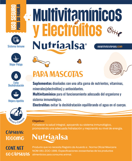 Multivitaminico para Gatos 30 cápsulas (1 Litro de agua por Cápsula)
