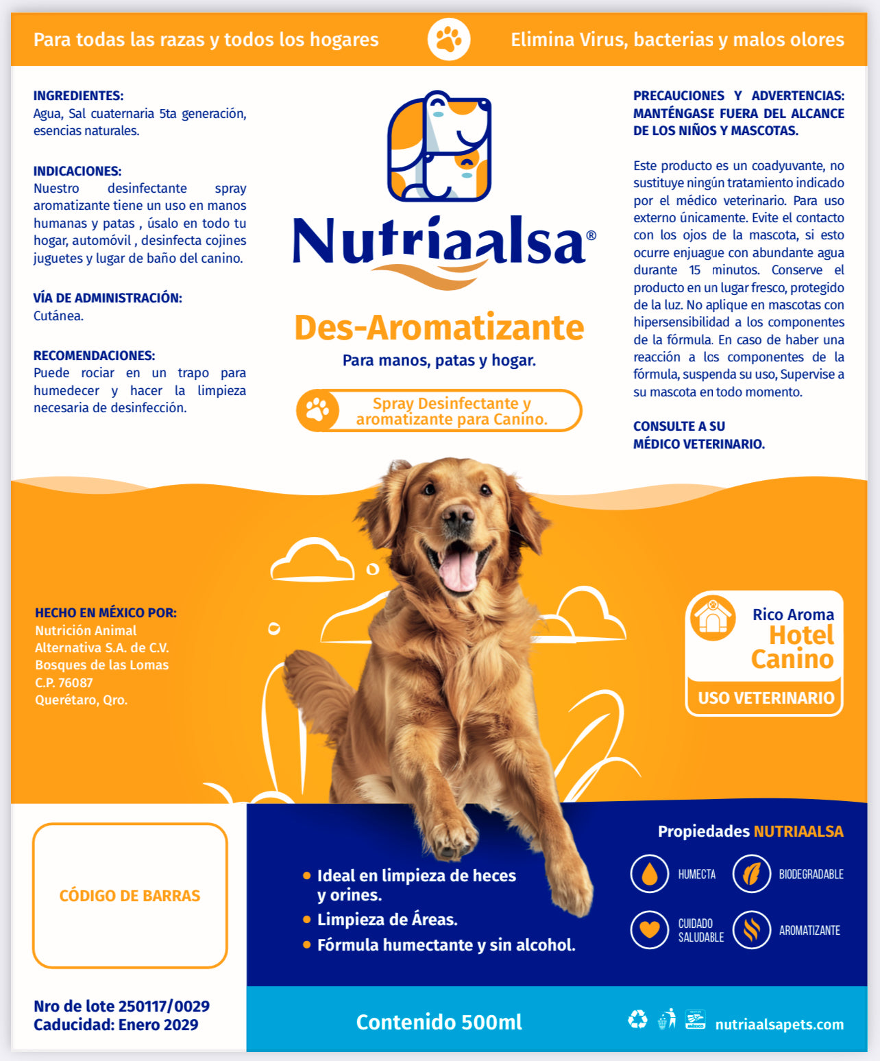 Desinfectante Spray 500ml Perros
