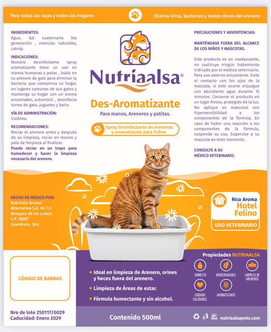 Desinfectante Spray 500ml Areneros Gatos